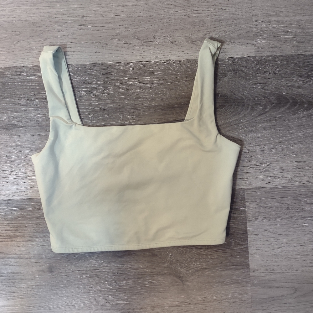 Reformation Sage Green Eco Stretch Square Cropped  Bralette XS